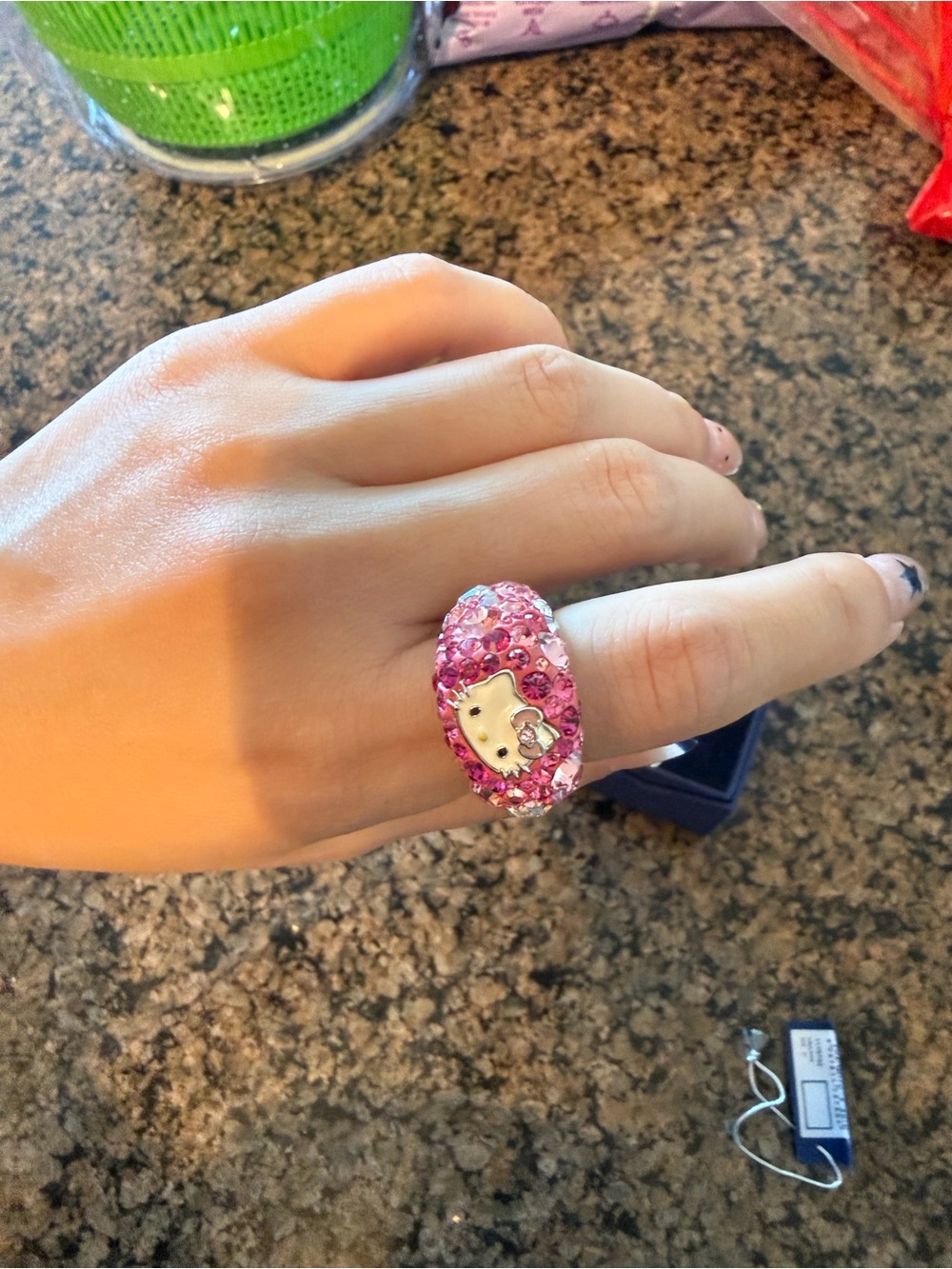 Swarovski Pink Crystal Hello Kitty Dome Ring
